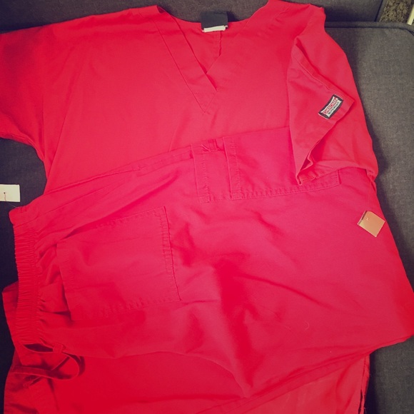 Cherokee Tops - Bright red Cherokee work Scrubs